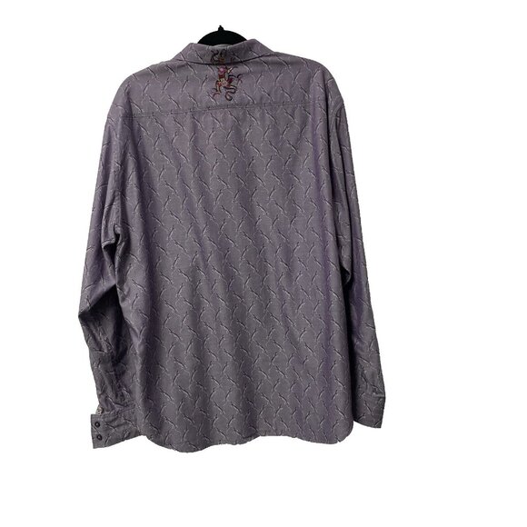 ROBERT GRAHAM SHIRT BUTTON UP FLIP CUFF LIZARD PATTERN EMBROIDERED BACK MENS 2XL - Picture 2 of 13